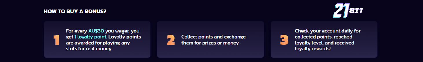 VIP bonuses at 21Bit Casino